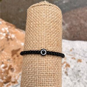 Black Beaded Bracelet with Evil Eye